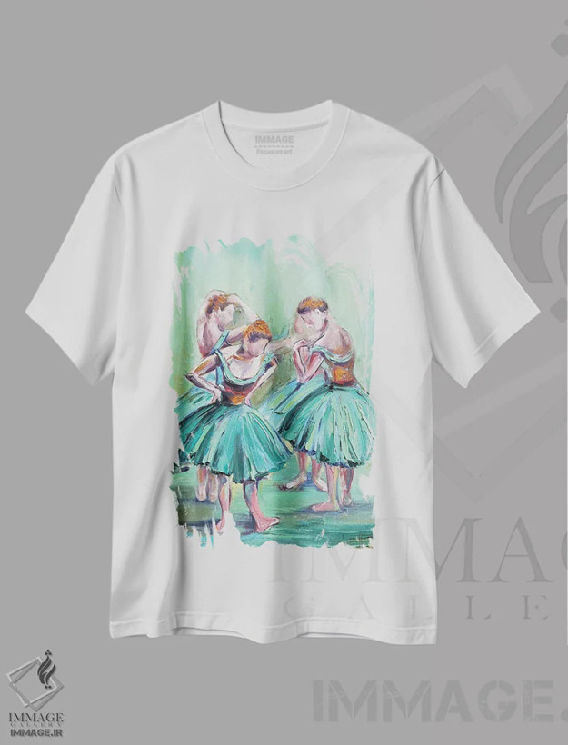 تیشرت سفید طرح دار رقاصه های باله دگا، دکور معاصر اثر لیزا الی | فروشگاه ایماژ