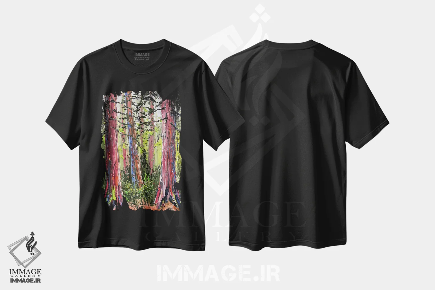 تیشرت مشکی طرح دار Giant Sequoia Trees,درختان سرخ چوب کالیفرنیا، دکور معاصر اثر لیزا الی | immage.ir