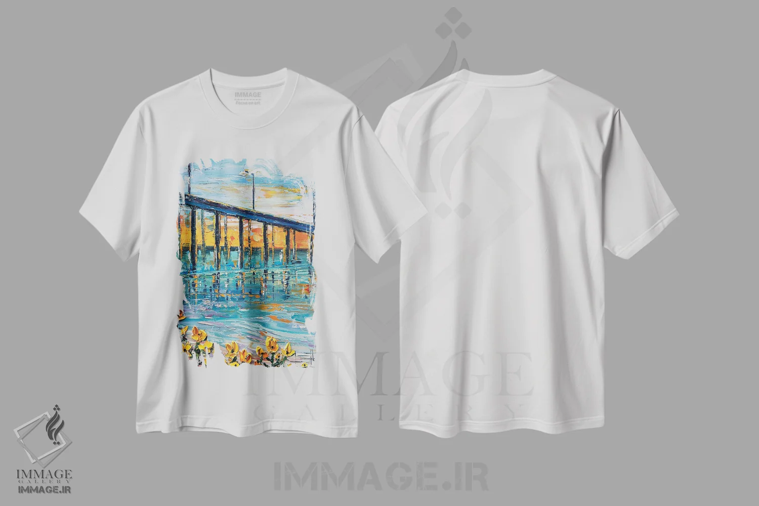 تیشرت سفید طرح دار اسکلهٔ اوشن بیچ سن دیگو، آبستره اثر لیزا الی | فروشگاه ایماژ