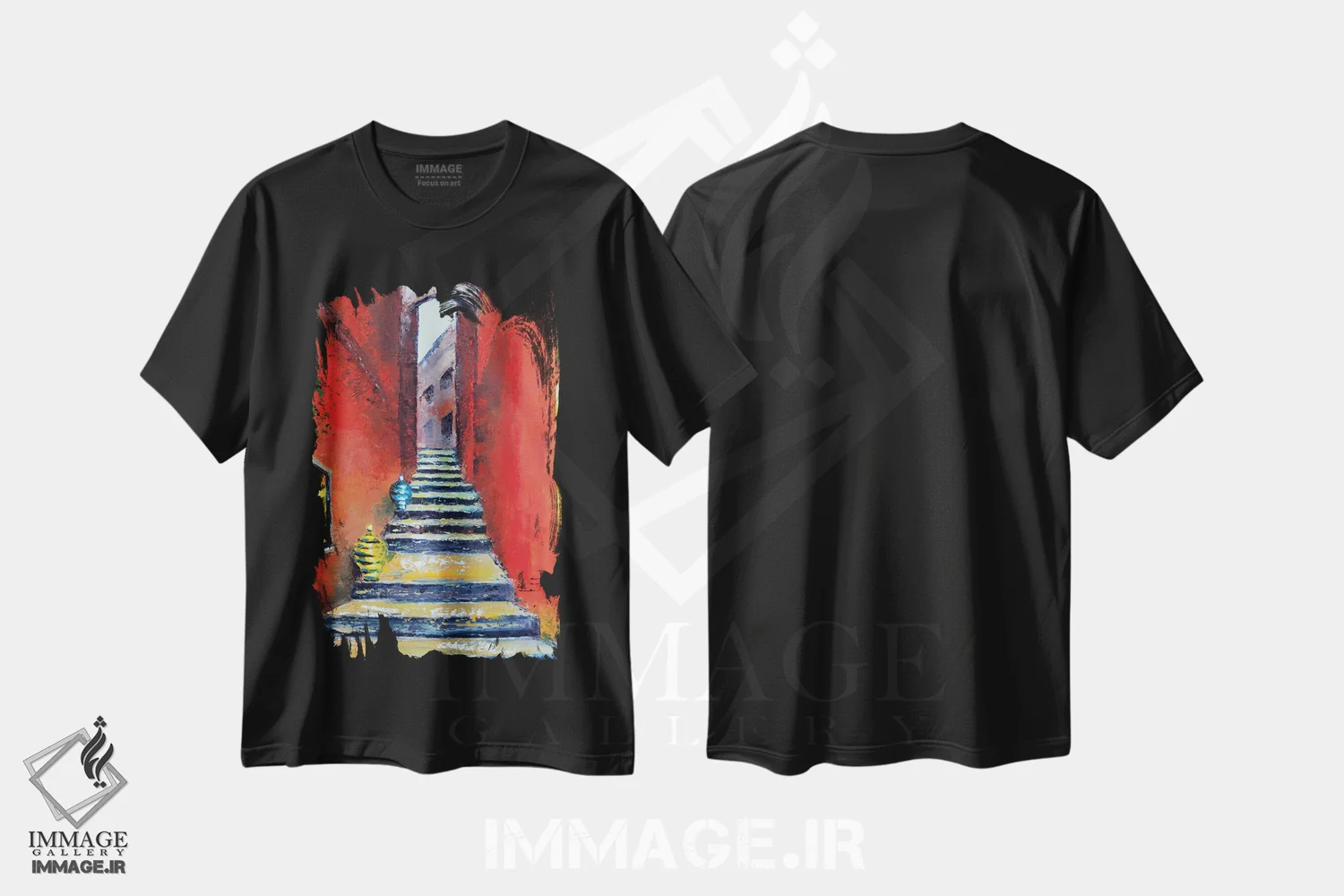 تیشرت مشکی طرح دار مراکش، هنر فاخر معاصر اثر لیزا الی | immage.ir