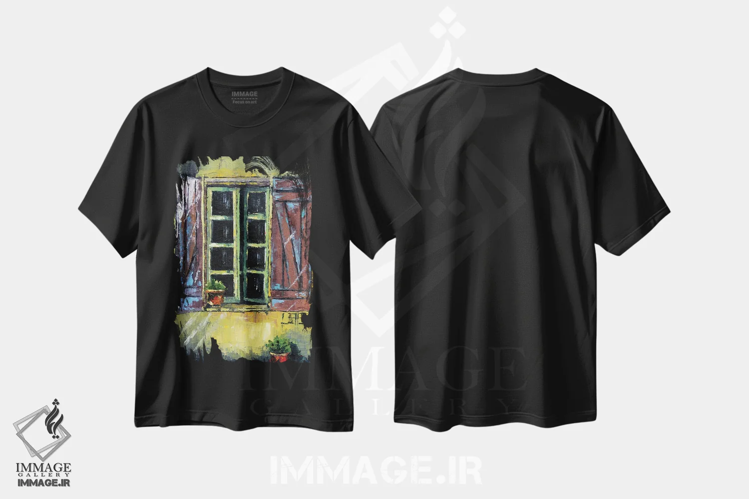 تیشرت مشکی طرح دار جذابیت روستایی، هنر فاخر معاصر اثر لیزا الی | immage.ir