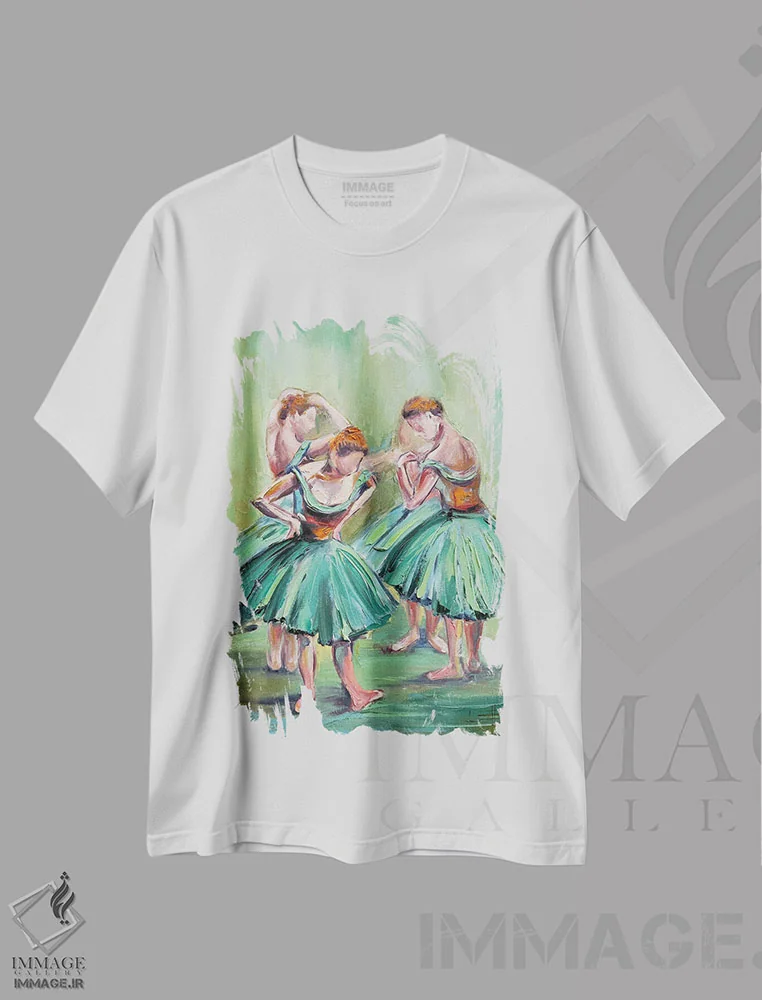 تیشرت سفید طرح دار رقاصه های دگا در لباس آبی، دکور معاصر اثر لیزا الی | فروشگاه ایماژ