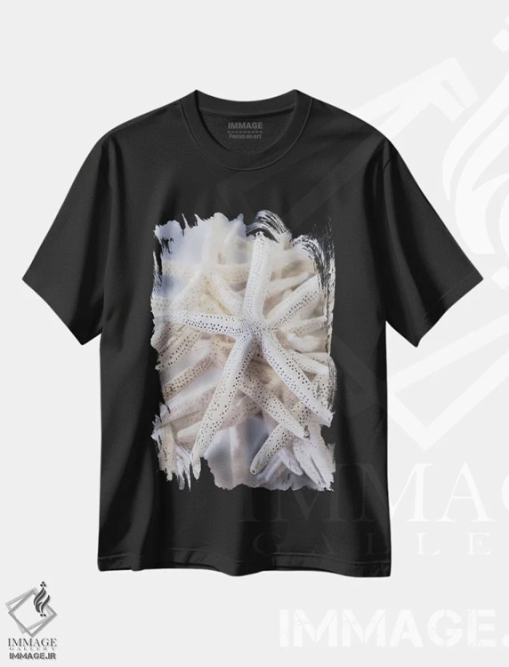 تیشرت مشکی طرح دار USA,ستاره عنکبوتی بزرگ سفید، آمریکا، مدیوم اثر لیزا اس. انگلبریخت | فروشگاه ایماژ