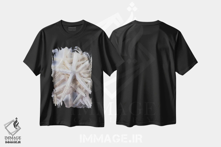 تیشرت مشکی طرح دار USA,ستاره عنکبوتی بزرگ سفید، آمریکا، مدیوم اثر لیزا اس. انگلبریخت | فروشگاه ایماژ