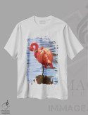 تیشرت سفید طرح دار فلامینگوی زیبا، مدیوم اثر لیزا اس. انگلبریخت | فروشگاه ایماژ