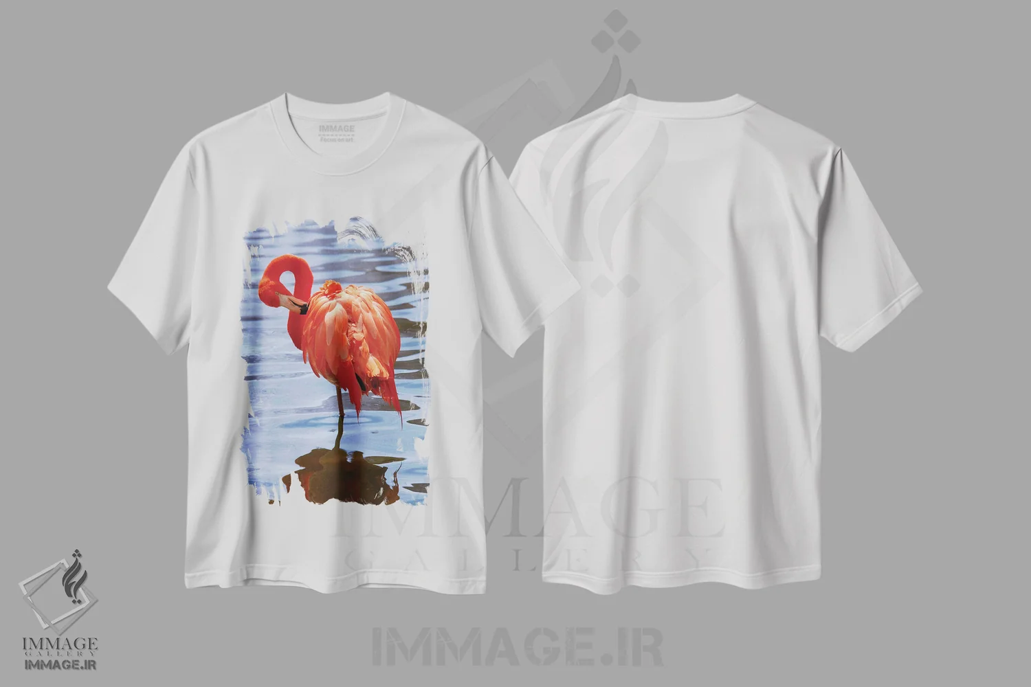 تیشرت سفید طرح دار فلامینگوی زیبا، مدیوم اثر لیزا اس. انگلبریخت | فروشگاه ایماژ