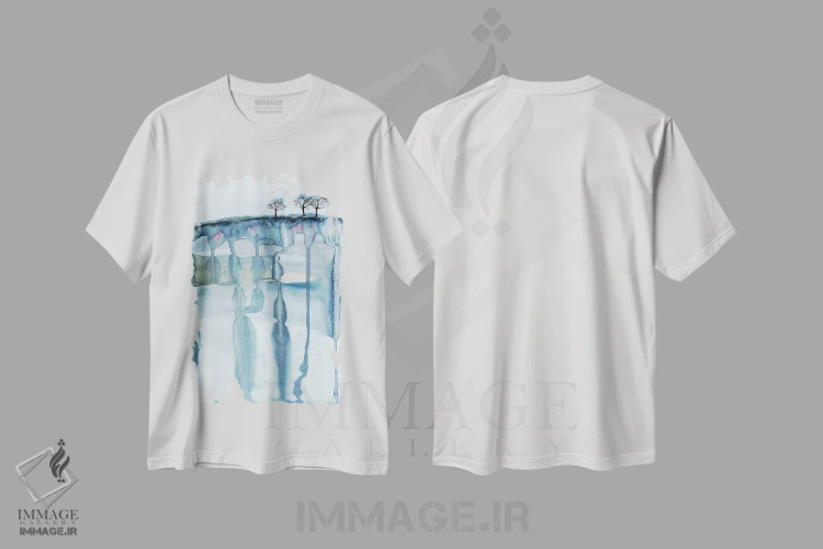 تیشرت سفید طرح دار دوردست ۲ اثر لسیا بینکین | فروشگاه ایماژ