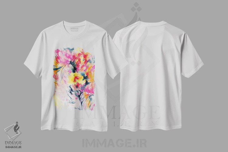 تیشرت سفید طرح دار خوشحال با تو، آبستره اثر لسیا بینکین | immage.ir