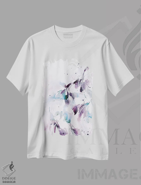 تیشرت سفید طرح دار برگ ها ۴، آبستره اثر لسیا بینکین | immage.ir