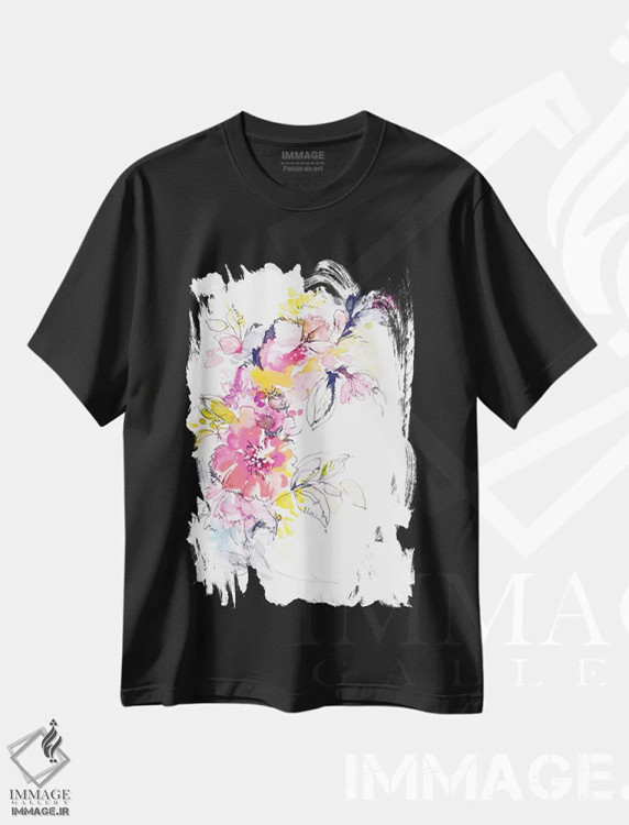 تیشرت مشکی طرح دار در باغ من، هنر فاخر معاصر اثر لسیا بینکین | immage.ir
