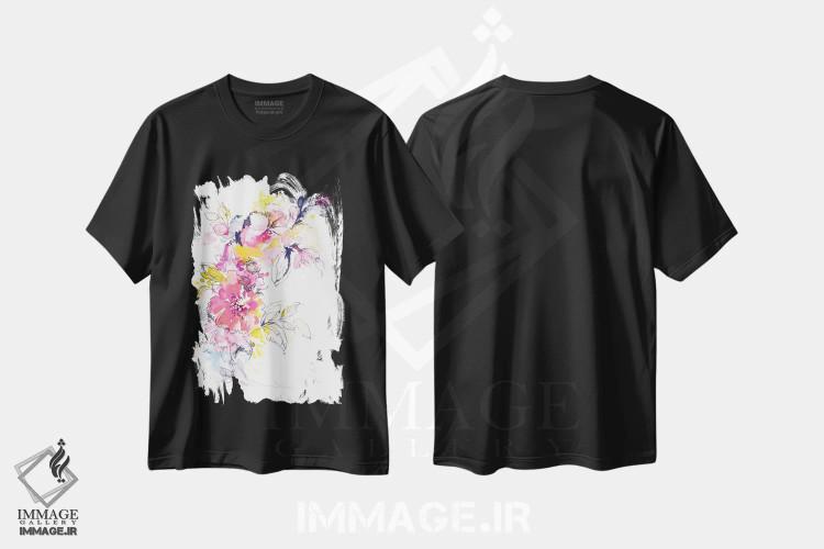 تیشرت مشکی طرح دار در باغ من، هنر فاخر معاصر اثر لسیا بینکین | immage.ir