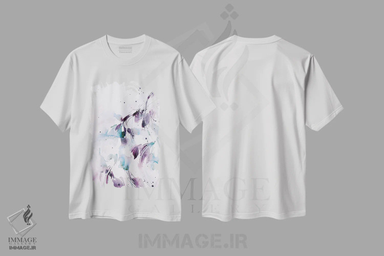 تیشرت سفید طرح دار برگ ها ۴، آبستره اثر لسیا بینکین | immage.ir