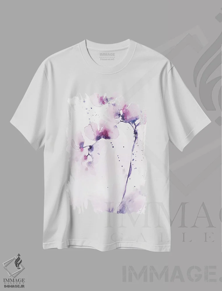 تیشرت سفید طرح دار ارکیده ها، هنر فاخر اثر لسیا بینکین | immage.ir