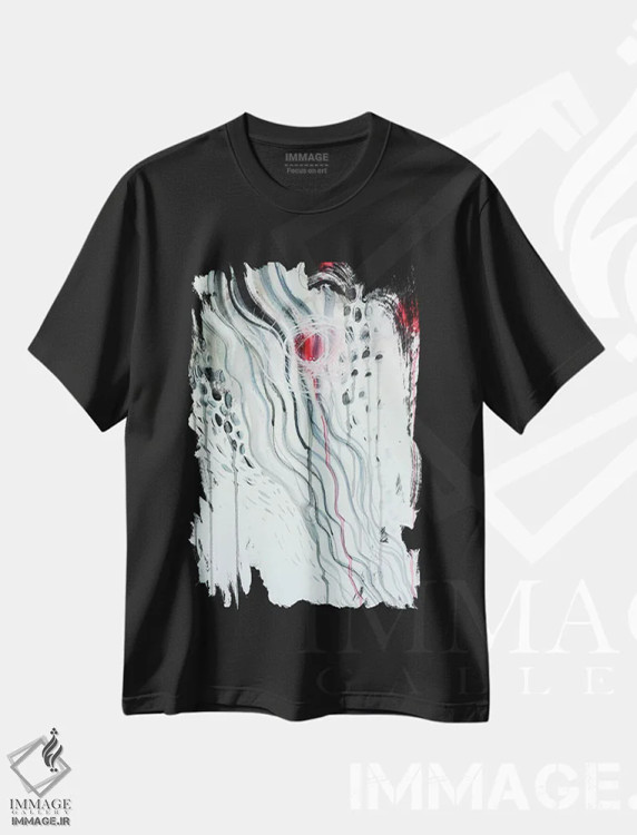 تیشرت مشکی طرح دار رودخانه اثر لسیا بینکین | فروشگاه ایماژ