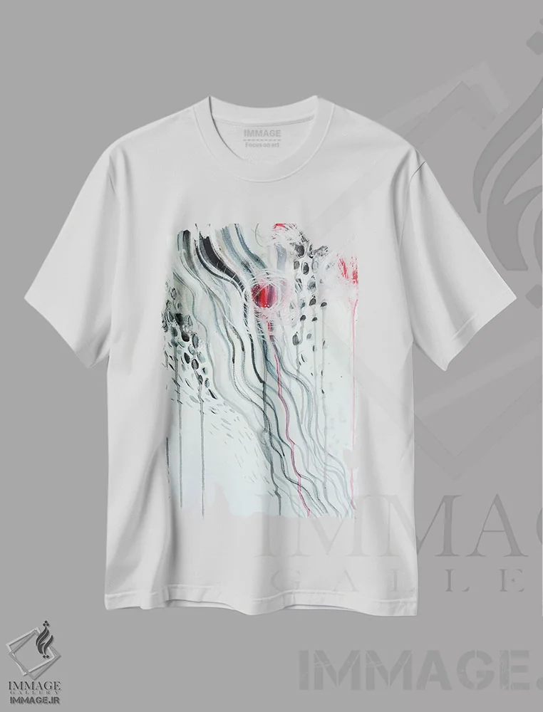 تیشرت سفید طرح دار رودخانه اثر لسیا بینکین | immage.ir