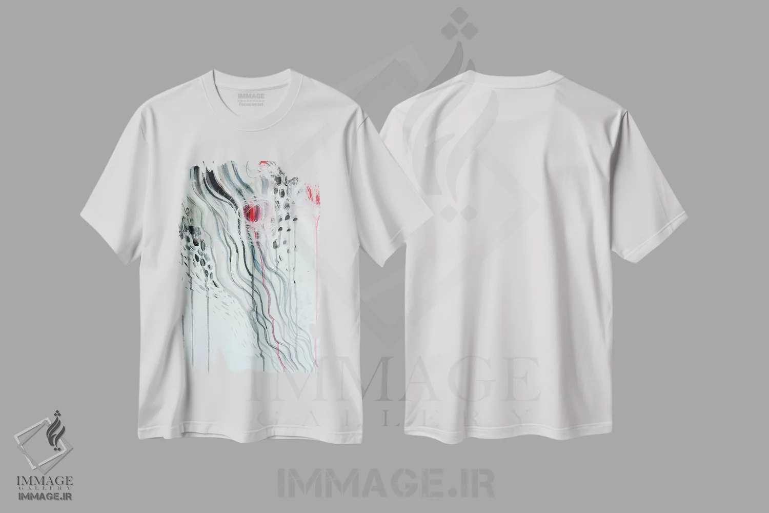 تیشرت سفید طرح دار رودخانه اثر لسیا بینکین | immage.ir