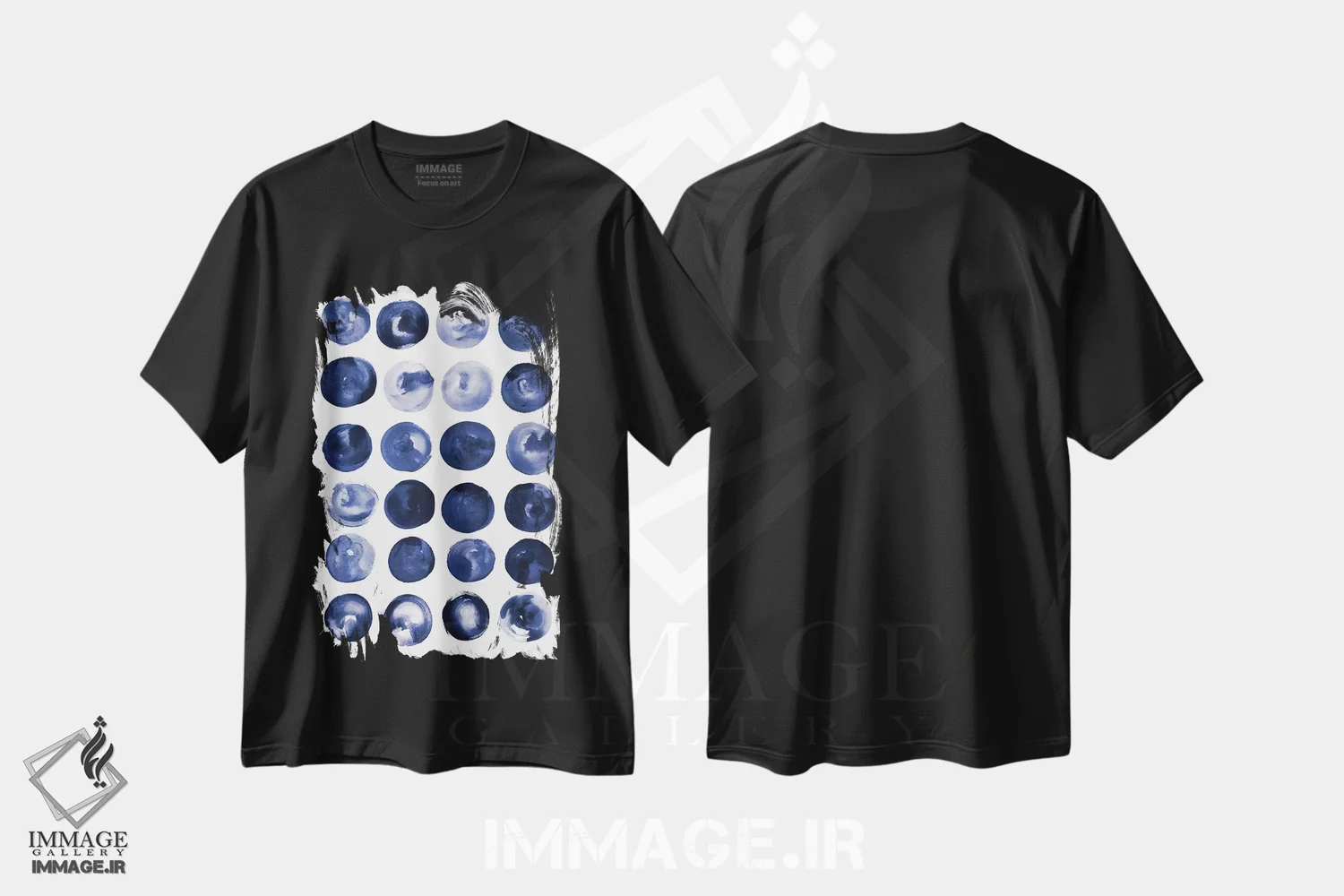 تیشرت مشکی طرح دار باران آبی ۳ اثر لسیا بینکین | immage.ir