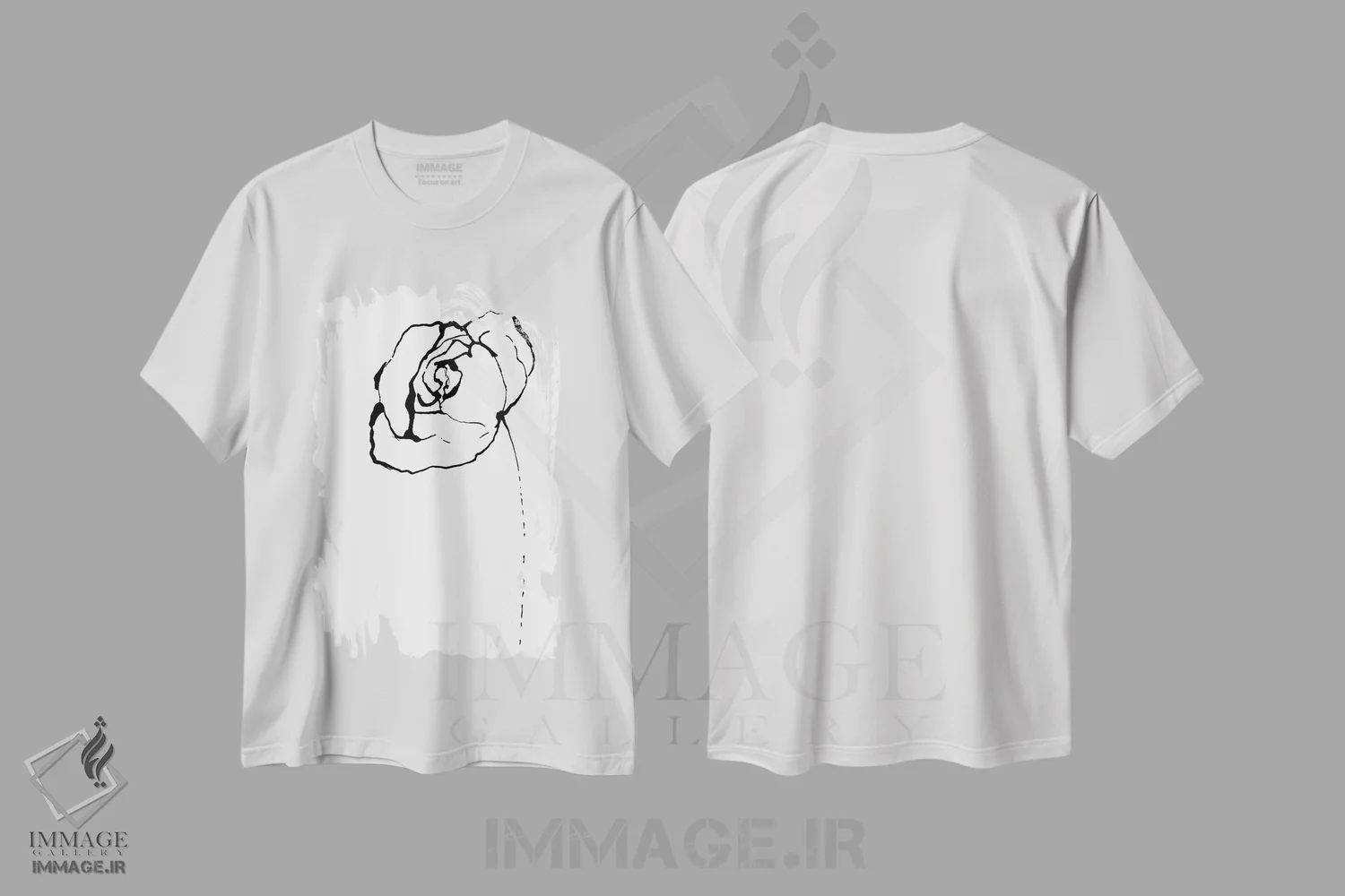 تیشرت سفید طرح دار خطوط ساده I، هنر تزئینی سیاه و سفید اثر لسیا بینکین | immage.ir