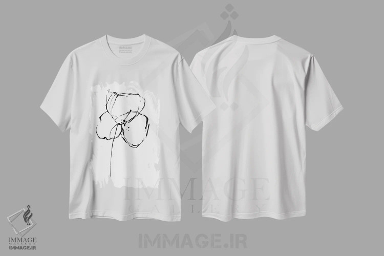 تیشرت سفید طرح دار خطوط ساده II، هنر تزئینی سیاه و سفید اثر لسیا بینکین | فروشگاه ایماژ