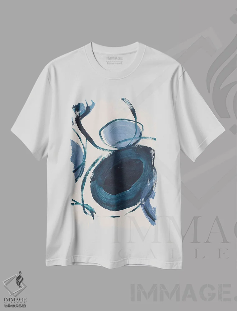تیشرت سفید طرح دار ارتباطات اثر لسیا بینکین | فروشگاه ایماژ