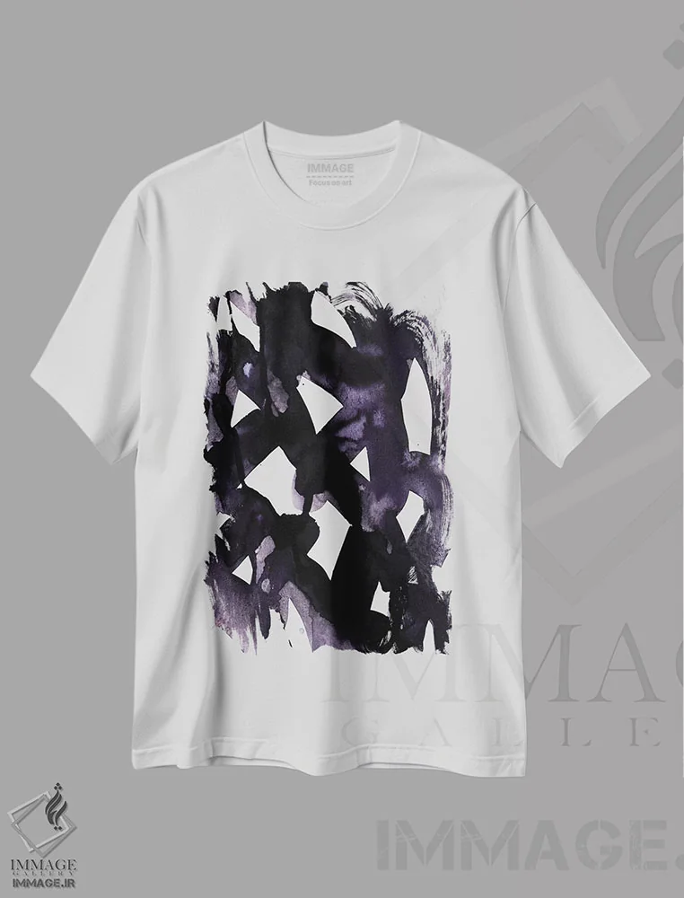 تیشرت سفید طرح دار تاریکی و روشنایی اثر لسیا بینکین | فروشگاه ایماژ