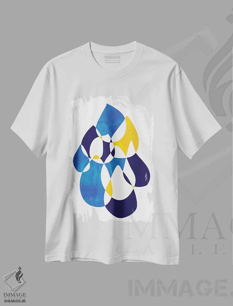 تیشرت سفید طرح دار قطره های خورشید اثر لسیا بینکین | immage.ir