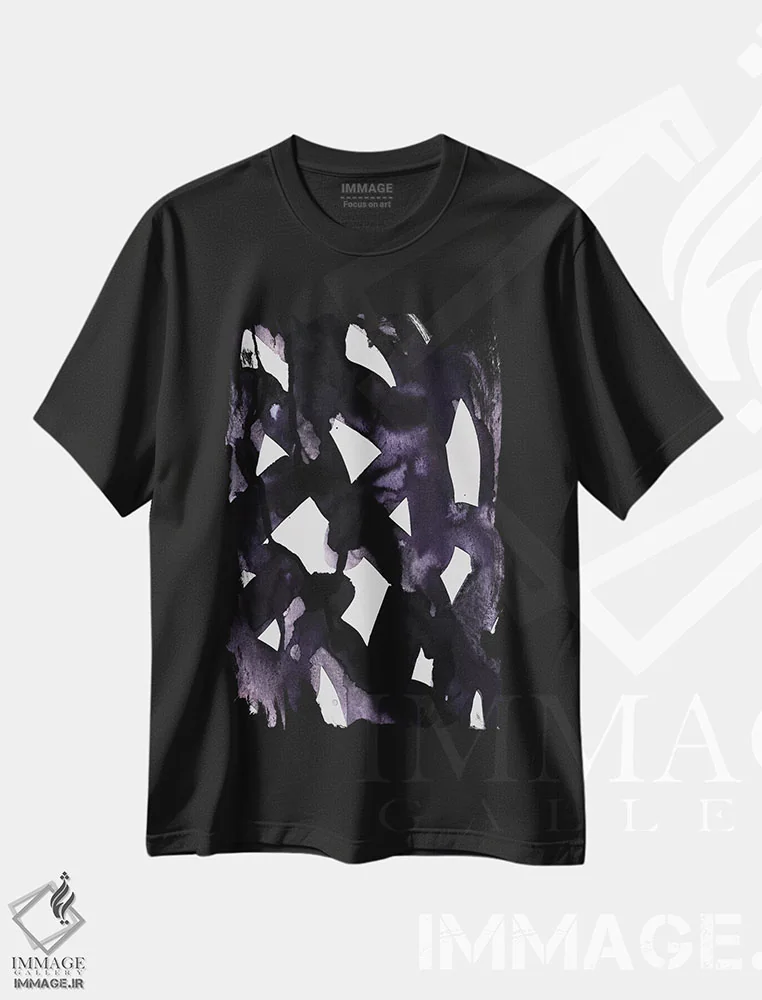 تیشرت مشکی طرح دار تاریکی و روشنایی اثر لسیا بینکین | immage.ir