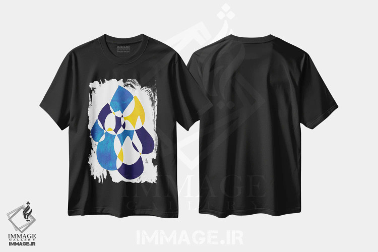 تیشرت مشکی طرح دار قطره های خورشید اثر لسیا بینکین | فروشگاه ایماژ