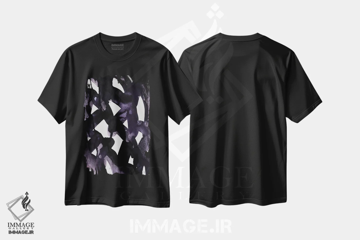 تیشرت مشکی طرح دار تاریکی و روشنایی اثر لسیا بینکین | immage.ir