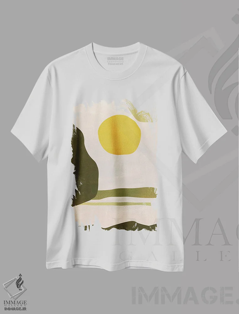 تیشرت سفید طرح دار مزارع سبز اثر لسیا بینکین | immage.ir