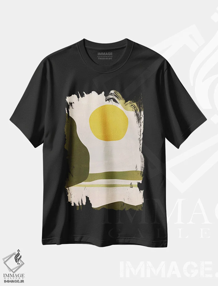 تیشرت مشکی طرح دار مزارع سبز اثر لسیا بینکین | فروشگاه ایماژ