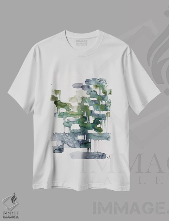 تیشرت سفید طرح دار باغ های معلق اثر لسیا بینکین | فروشگاه ایماژ