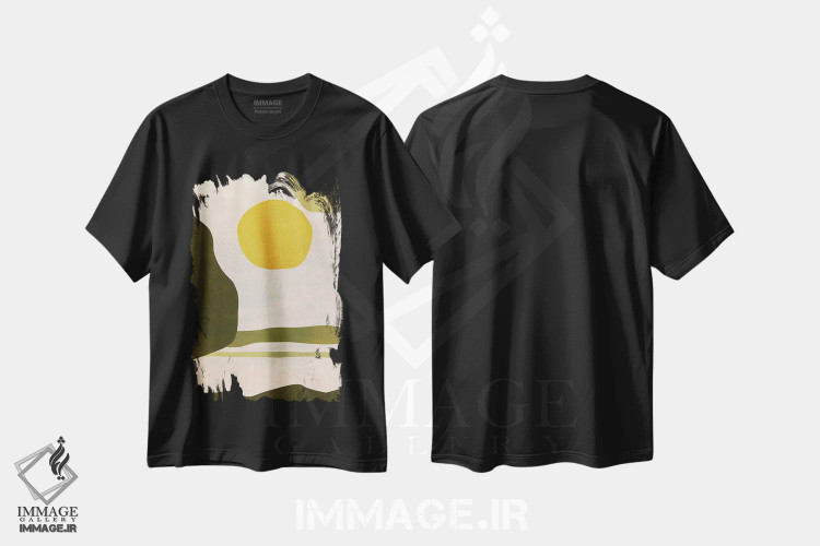 تیشرت مشکی طرح دار مزارع سبز اثر لسیا بینکین | فروشگاه ایماژ