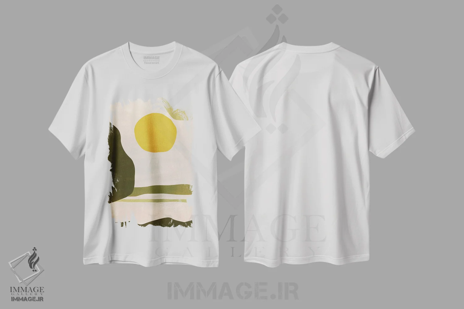 تیشرت سفید طرح دار مزارع سبز اثر لسیا بینکین | immage.ir