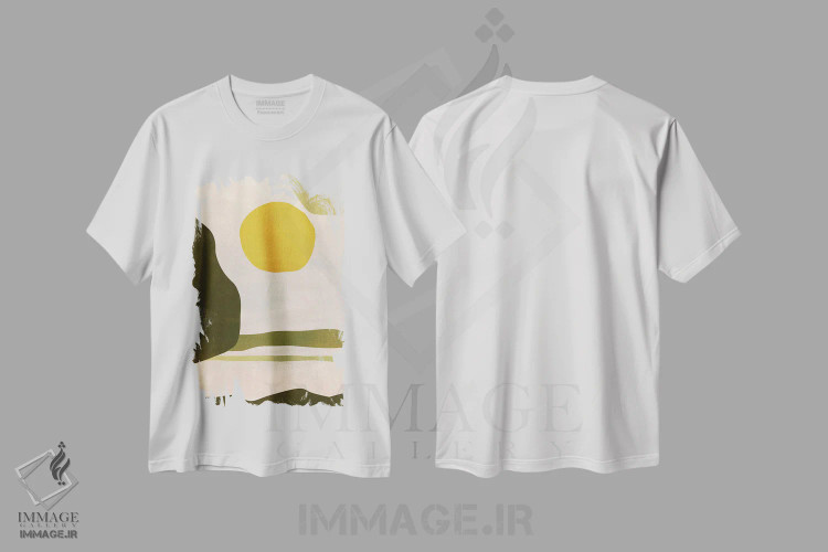 تیشرت سفید طرح دار مزارع سبز اثر لسیا بینکین | immage.ir