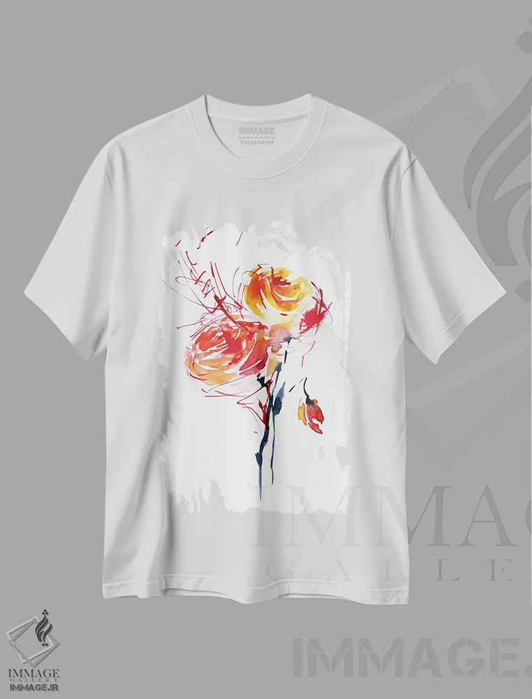 تیشرت سفید طرح دار پاشش قرمز، هنر فاخر معاصر اثر لسیا بینکین | immage.ir