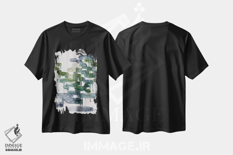 تیشرت مشکی طرح دار باغ های معلق اثر لسیا بینکین | immage.ir