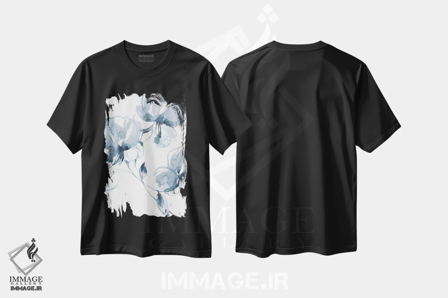 تیشرت مشکی طرح دار نیلی اثر لسیا بینکین | immage.ir