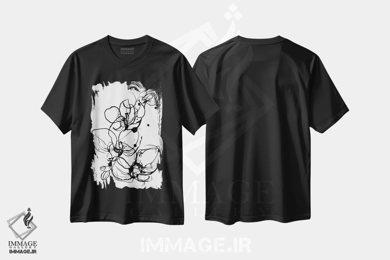 تیشرت مشکی طرح دار ارکیده ها اثر لسیا بینکین | immage.ir