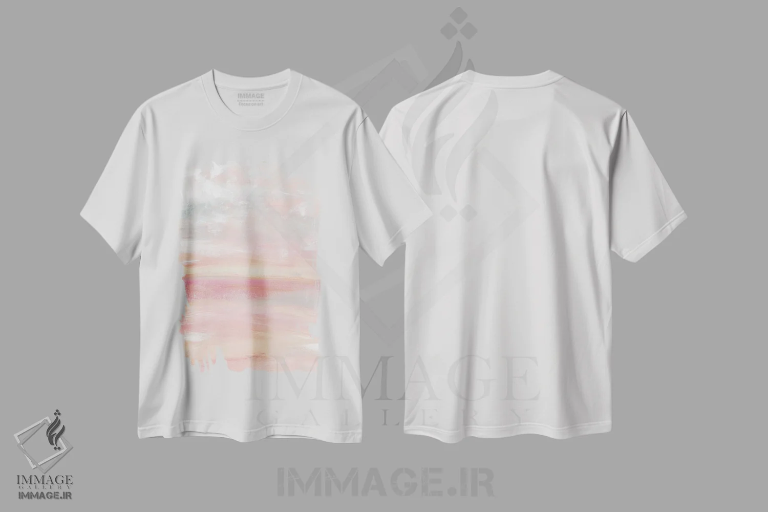 تیشرت سفید طرح دار اقیانوس صورتی اثر لسیا بینکین | immage.ir