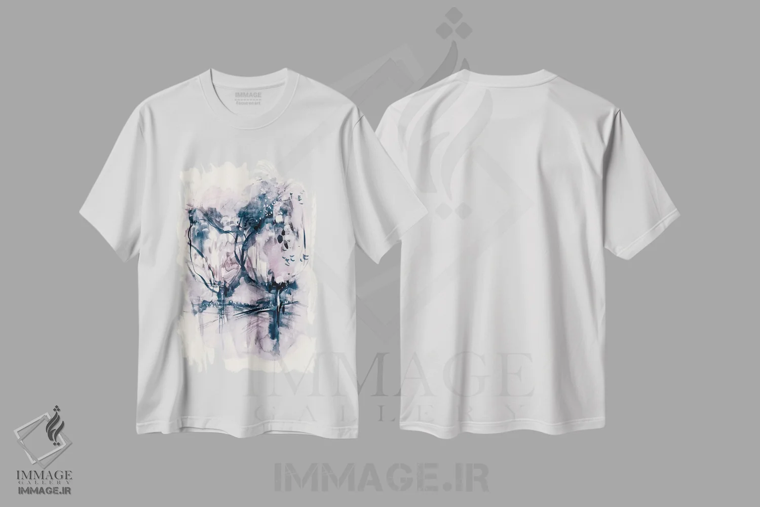 تیشرت سفید طرح دار دایرهٔ خاموش، هنر فاخر معاصر اثر لسیا بینکین | فروشگاه ایماژ