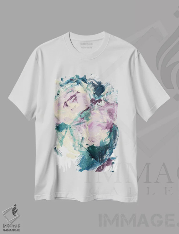 تیشرت سفید طرح دار رزها اثر لسیا بینکین | فروشگاه ایماژ