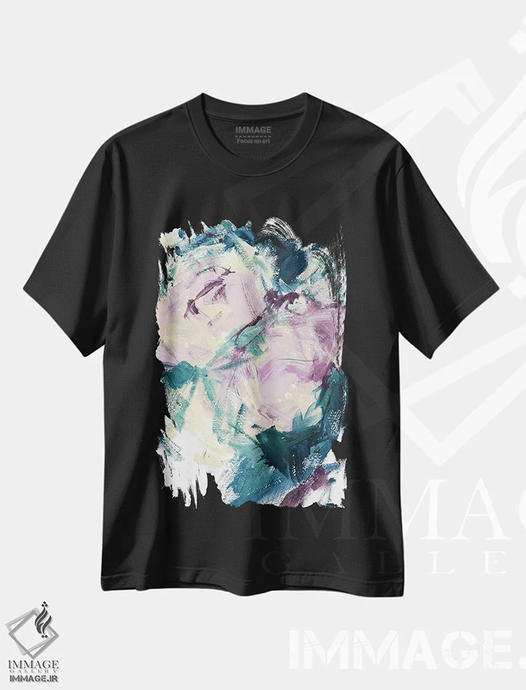 تیشرت مشکی طرح دار رزها اثر لسیا بینکین | immage.ir