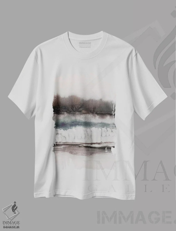 تیشرت سفید طرح دار طرف ساکت اثر لسیا بینکین | immage.ir