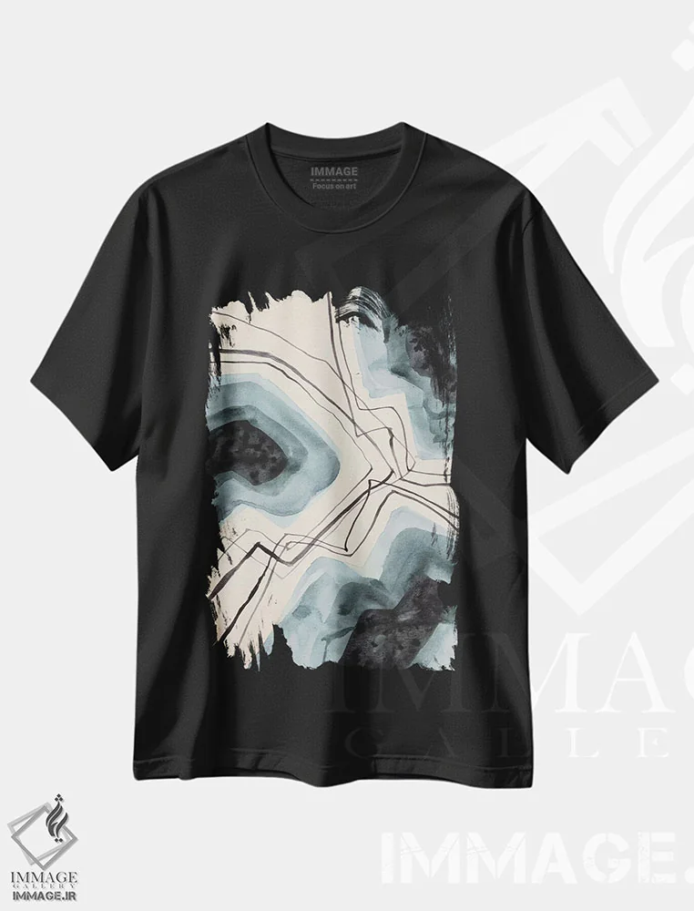 تیشرت مشکی طرح دار سنگ ها، آبستره اثر لسیا بینکین | immage.ir