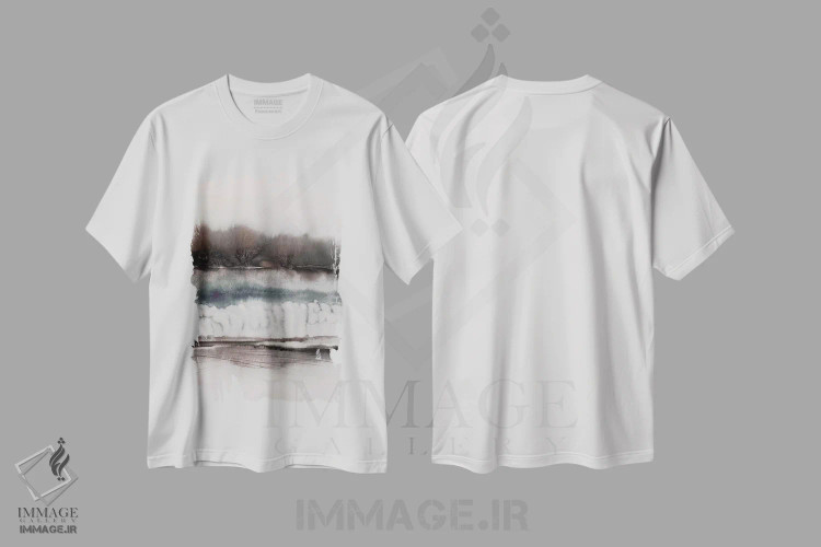 تیشرت سفید طرح دار طرف ساکت اثر لسیا بینکین | immage.ir