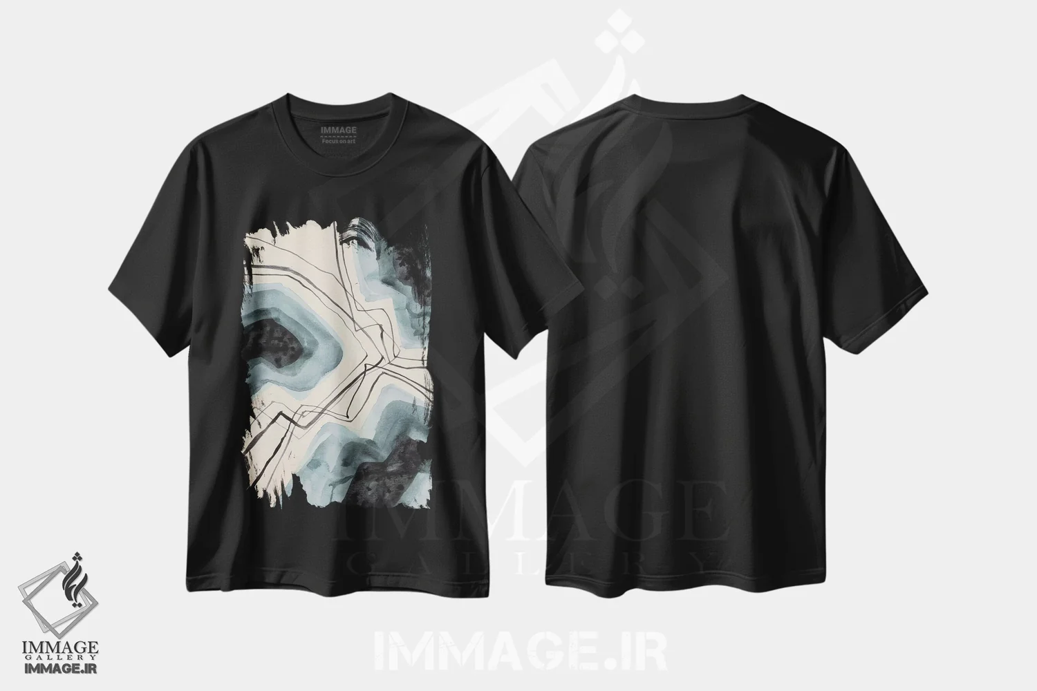 تیشرت مشکی طرح دار سنگ ها، آبستره اثر لسیا بینکین | immage.ir