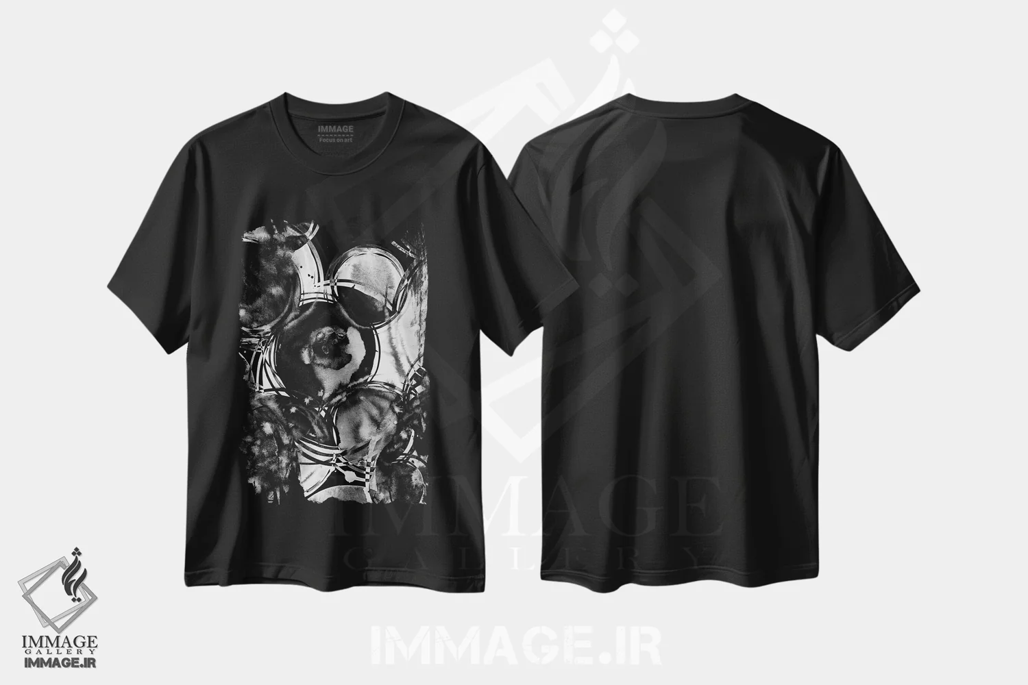 تیشرت مشکی طرح دار جهان اثر لسیا بینکین | فروشگاه ایماژ