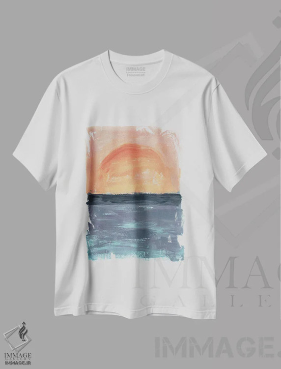 تیشرت سفید طرح دار بالا و پایین اثر لسیا بینکین | فروشگاه ایماژ