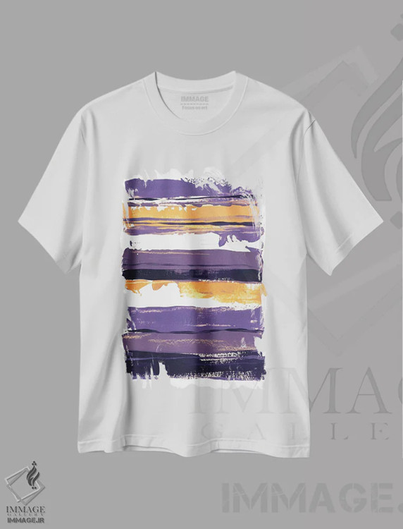 تیشرت سفید طرح دار تاریکی بنفش اثر لسیا بینکین | immage.ir